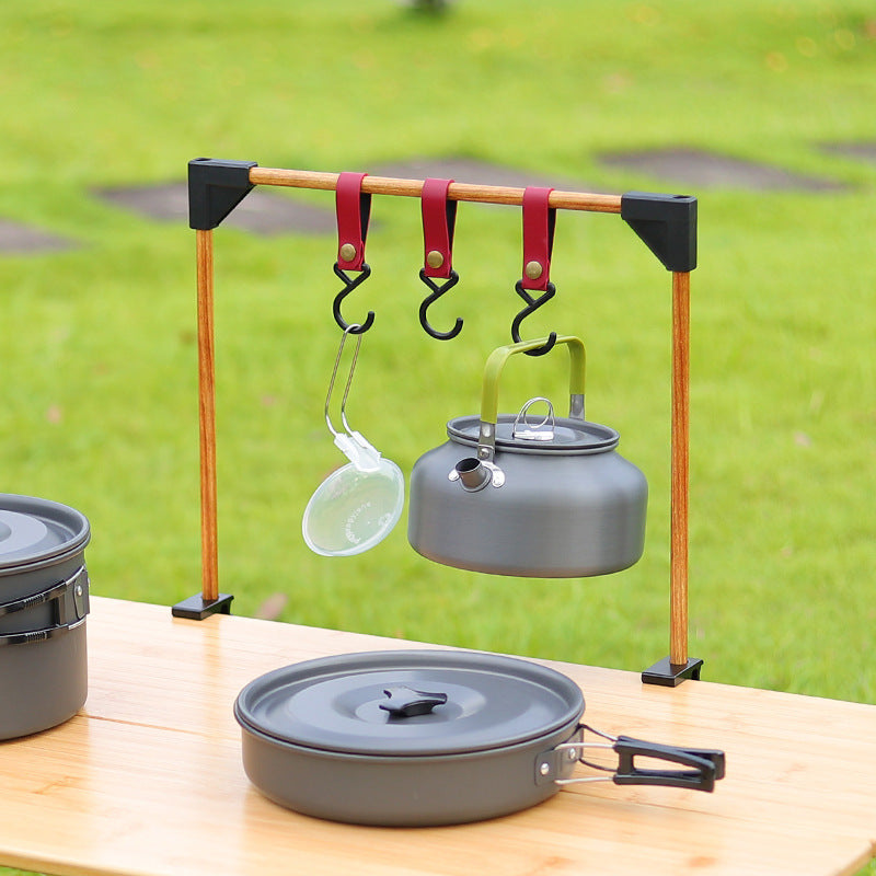 Adjustable Outdoor Camping Rack with Clamps for Pots, Stove, and Cookware
