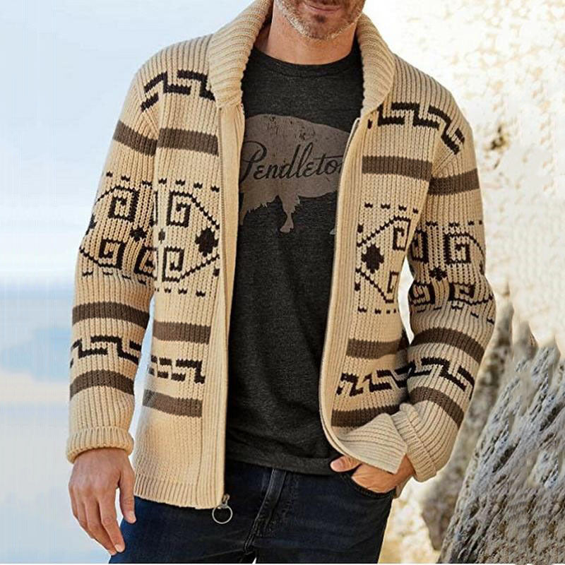 Men's Camouflage Print Lapel Sweater Jacket