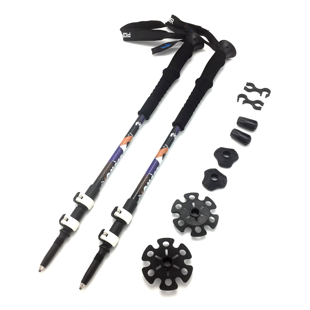 SPORTSHUB 1PC Aluminium Alloy 3-Section Telescopic Ski Poles