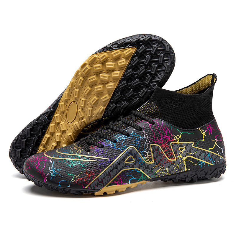 High-Top Soccer Shoes with Special Spikes for Enhanced Grip