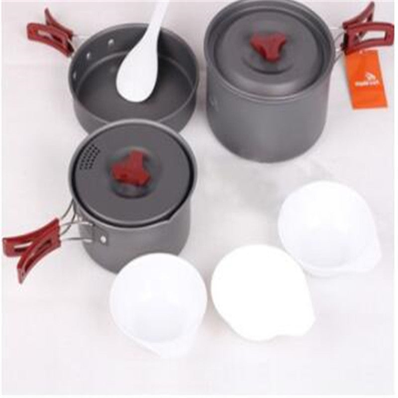 Picnic and Camping Cookware Set with Portable Pots