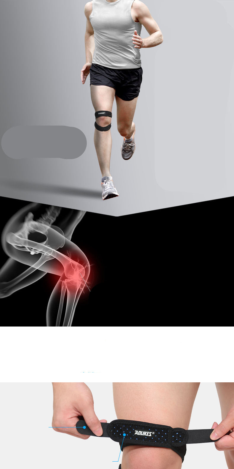 Sports Silicone Patella Belt Breathable Knee Support for Running and Basketball
