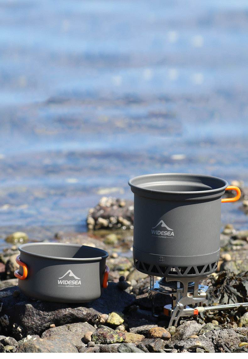 Widesea Outdoor Camping Cookware Set with Heat-Resistant Pots, Utensils, and Tableware