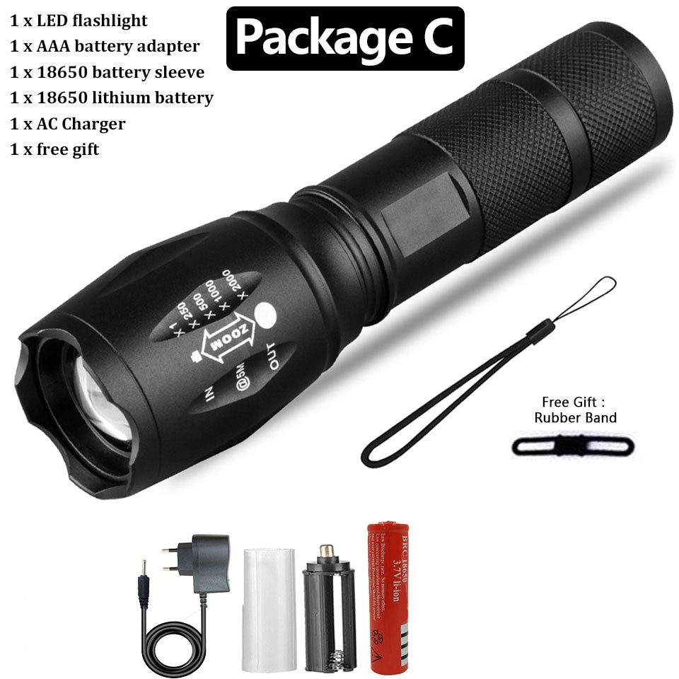 Rechargeable Super Bright Mini Flashlight Waterproof Outdoor Self-Defense