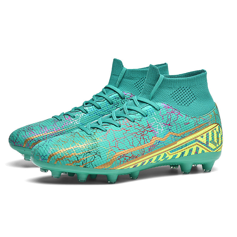 High-Top Youth Soccer Shoes with Turf Spikes for Better Traction