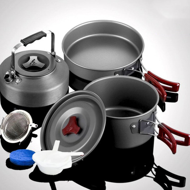 Picnic and Camping Cookware Set with Portable Pots