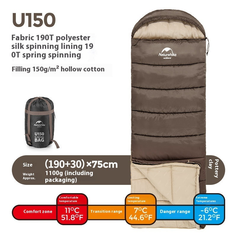 Naturehike Envelope Hooded Sleeping Bag Outdoor Autumn Winter Cold-Proof Double