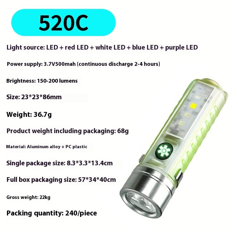 Rechargeable LED Laser Pointer UV Flashlight Waterproof Camping Light