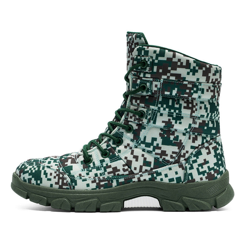 Fleece-Lined Camouflage Hiking Boots Thick Sole Warm Outdoor Snow Shoes
