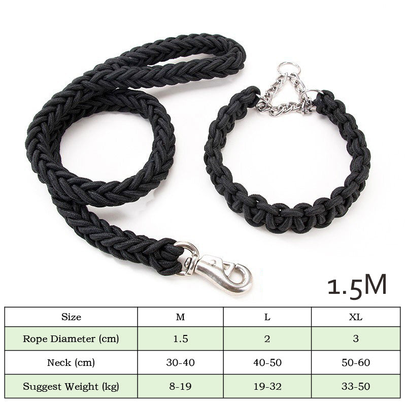 Heavy-Duty Nylon Braided Pet Collar and Leash Set