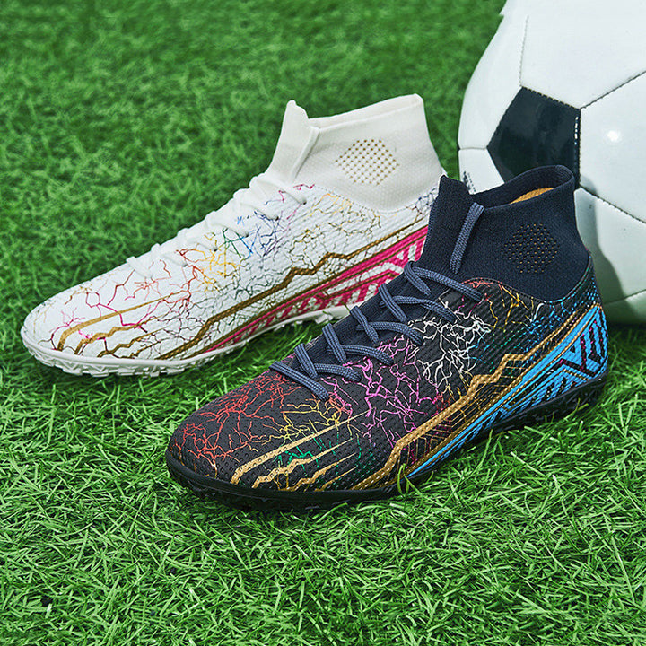 High-Top Youth Soccer Shoes with Turf Spikes for Better Traction
