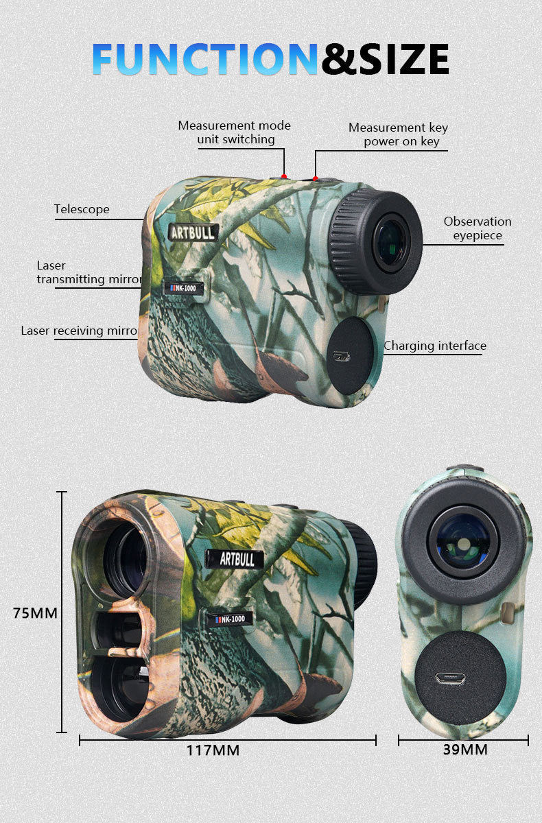 Camouflage Golf Rangefinder with Rechargeable Telescope
