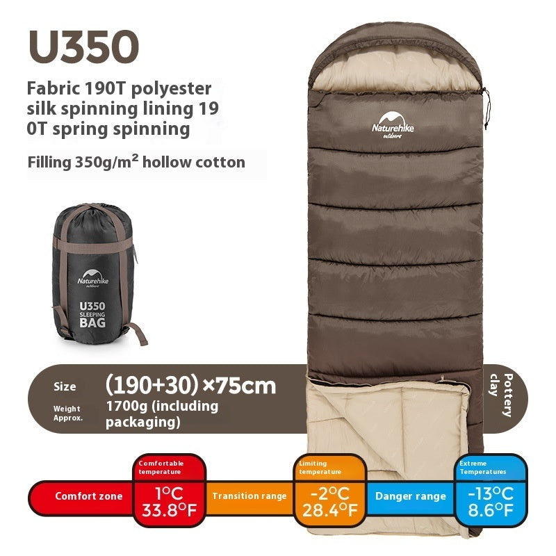 Naturehike Envelope Hooded Sleeping Bag Outdoor Autumn Winter Cold-Proof Double