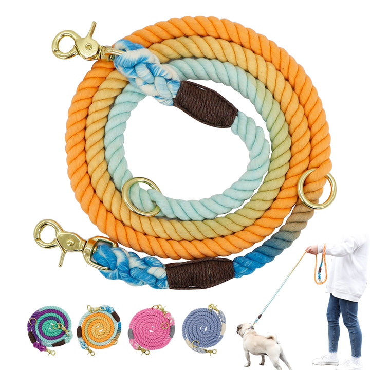 Gradient Color Pet Collar and Leash with Metal Chain
