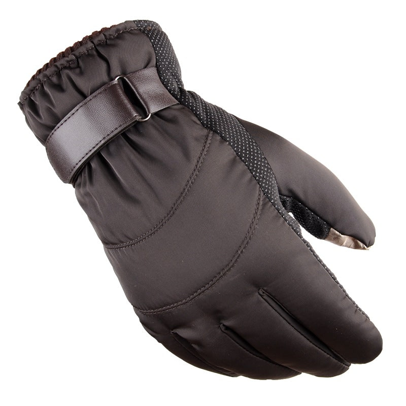 Satin Rainproof Ski Gloves with Insulated Cotton for Winter Sports