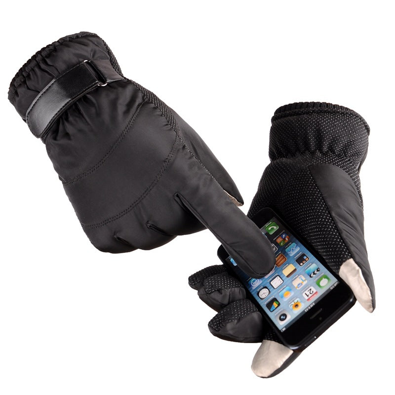 Satin Rainproof Ski Gloves with Insulated Cotton for Winter Sports