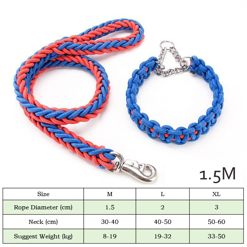 Heavy-Duty Nylon Braided Pet Collar and Leash Set