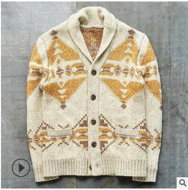 Men's Camouflage Print Lapel Sweater Jacket