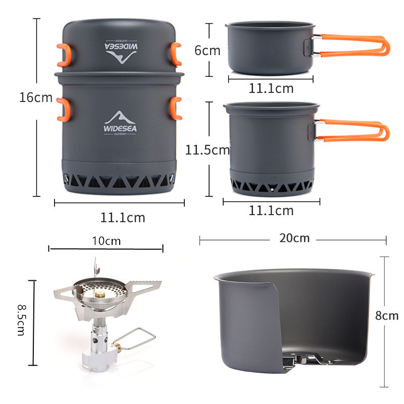 Widesea Outdoor Camping Cookware Set with Heat-Collecting Energy-Efficient Design