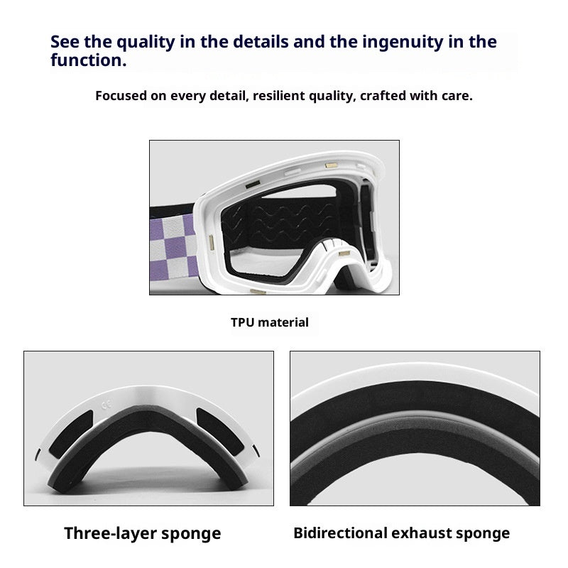 Spherical Double-Layer Anti-Fog Ski Goggles for Winter Sports