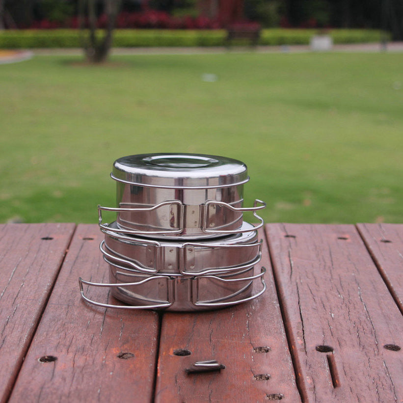 Outdoor Stainless Steel Portable Cookware Set for Camping Trips