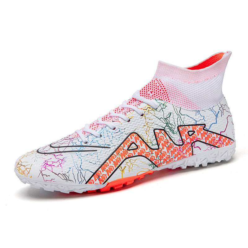 High-Top Soccer Shoes with Special Spikes for Enhanced Grip