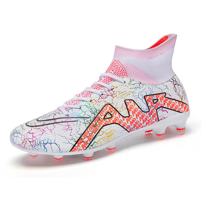 High-Top Soccer Shoes with Special Spikes for Enhanced Grip