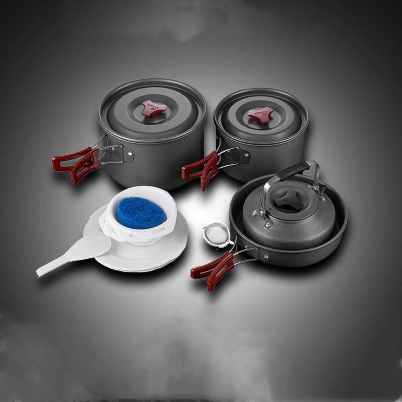 Picnic and Camping Cookware Set with Portable Pots