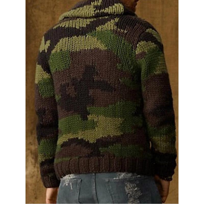 Men's Camouflage Print Lapel Sweater Jacket