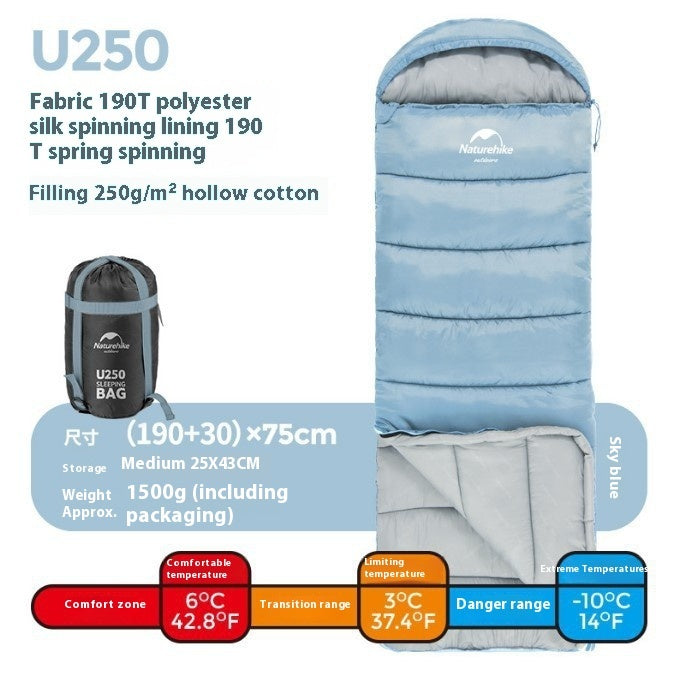 Naturehike Envelope Hooded Sleeping Bag Outdoor Autumn Winter Cold-Proof Double