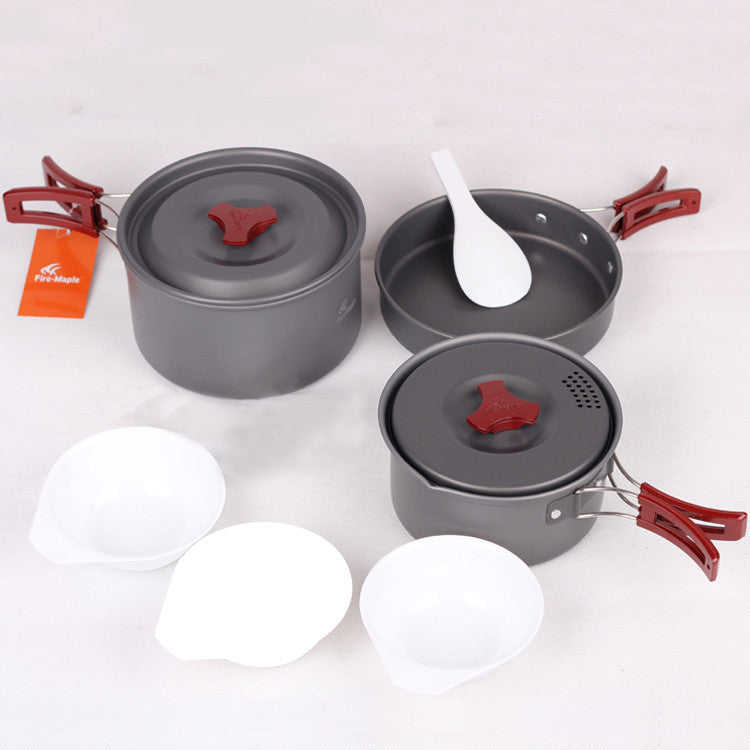 Picnic and Camping Cookware Set with Portable Pots