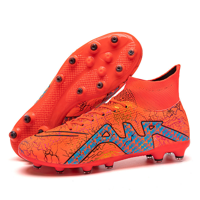 High-Top Soccer Shoes with Special Spikes for Enhanced Grip