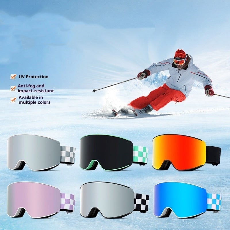 Spherical Double-Layer Anti-Fog Ski Goggles for Winter Sports