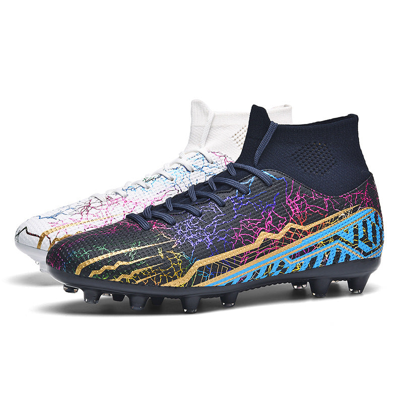 High-Top Youth Soccer Shoes with Turf Spikes for Better Traction
