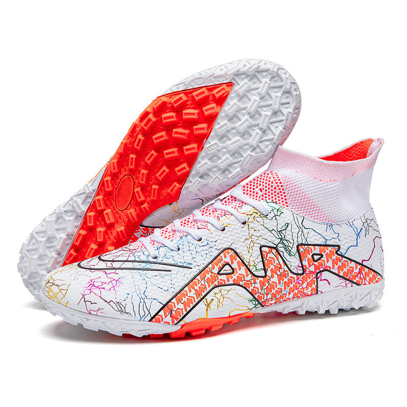 High-Top Soccer Shoes with Special Spikes for Enhanced Grip