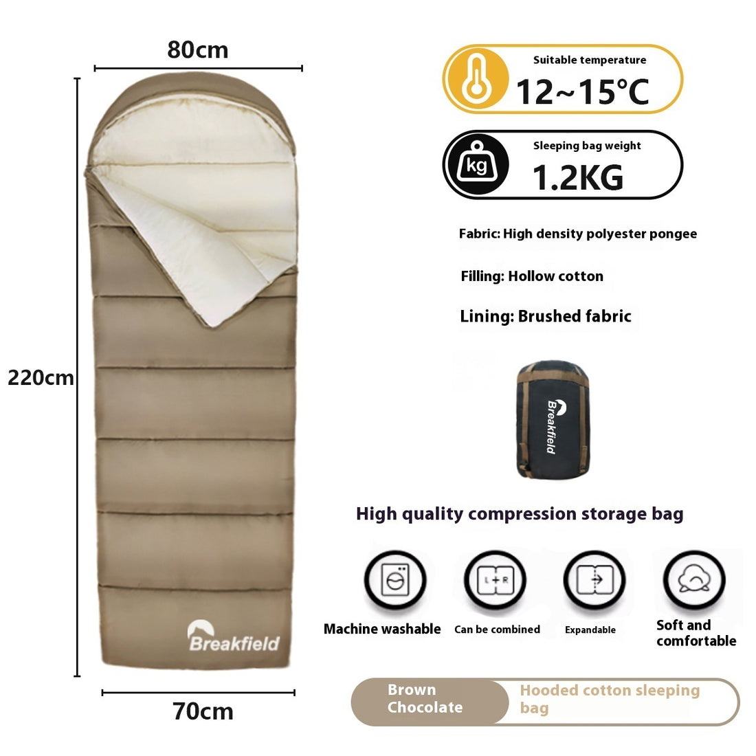 Outdoor Thickened Waterproof Cotton Four-Season Machine-Washable Sleeping Bag