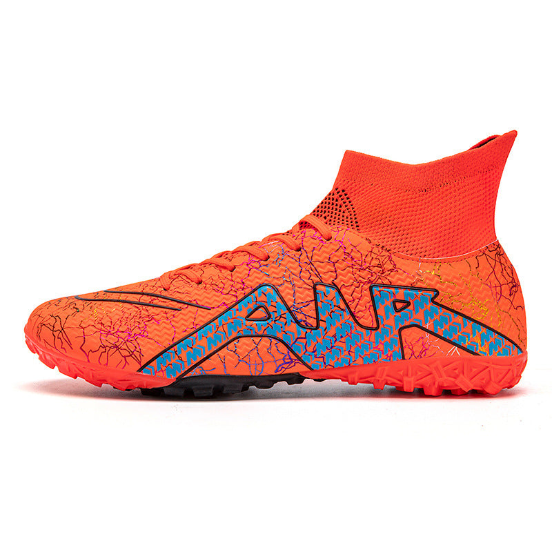 High-Top Soccer Shoes with Special Spikes for Enhanced Grip