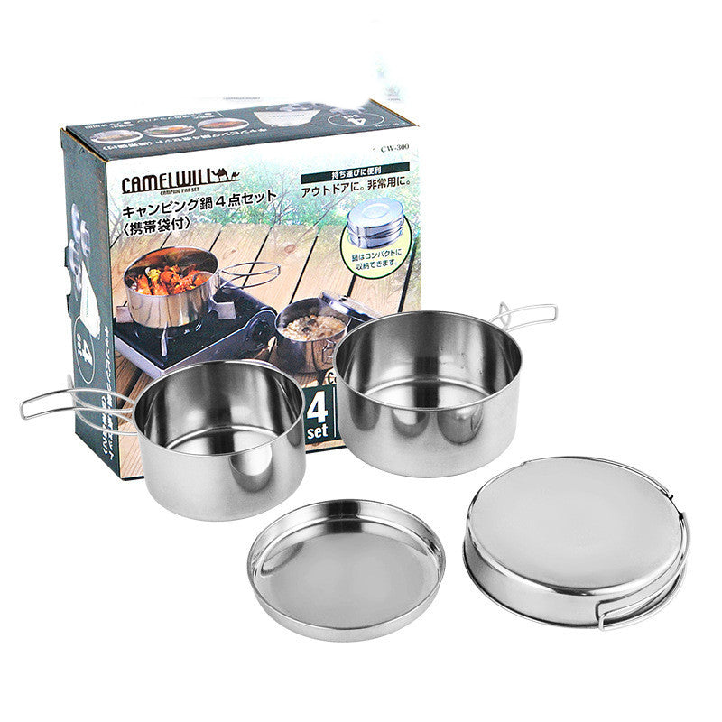 Outdoor Stainless Steel Portable Cookware Set for Camping Trips