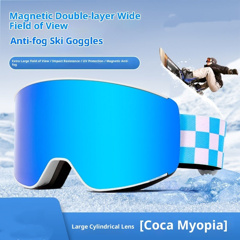 Spherical Double-Layer Anti-Fog Ski Goggles for Winter Sports