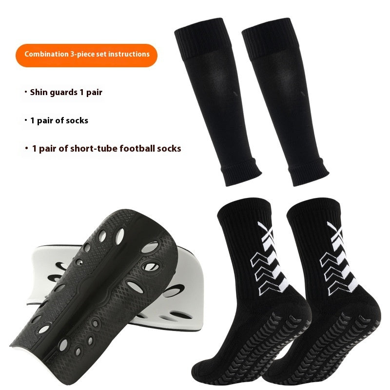Long Soccer Shin Guard Set With Non-Slip Grip Socks
