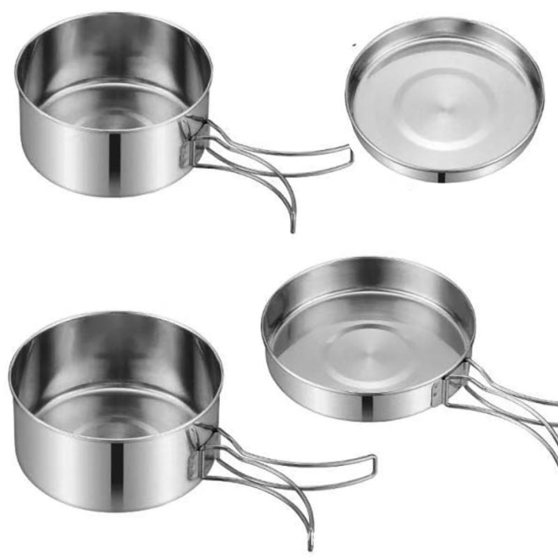 Outdoor Stainless Steel Portable Cookware Set for Camping Trips