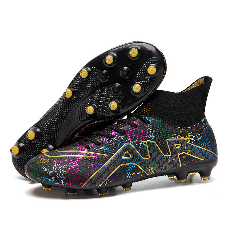 High-Top Soccer Shoes with Special Spikes for Enhanced Grip