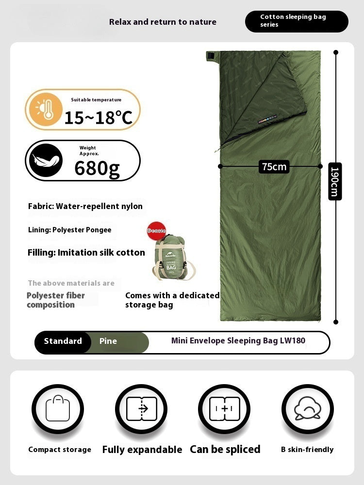 Summer Thin Envelope Sleeping Bag Outdoor Travel Portable Quilt