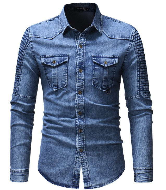 Men's Long Sleeve Camouflage Denim Jacket