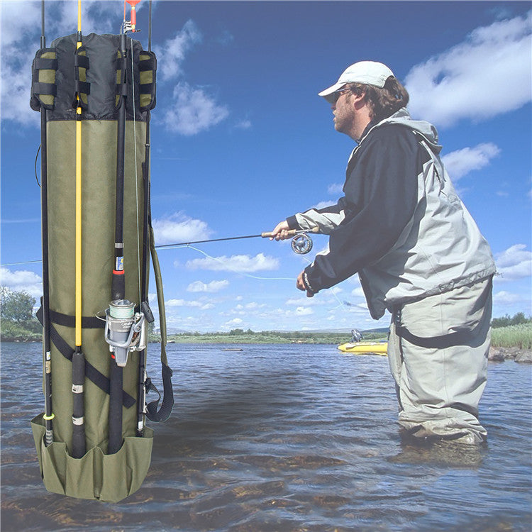 Cylindrical Fishing Bag for Rods and Fishing Gear