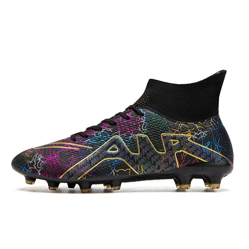 High-Top Soccer Shoes with Special Spikes for Enhanced Grip