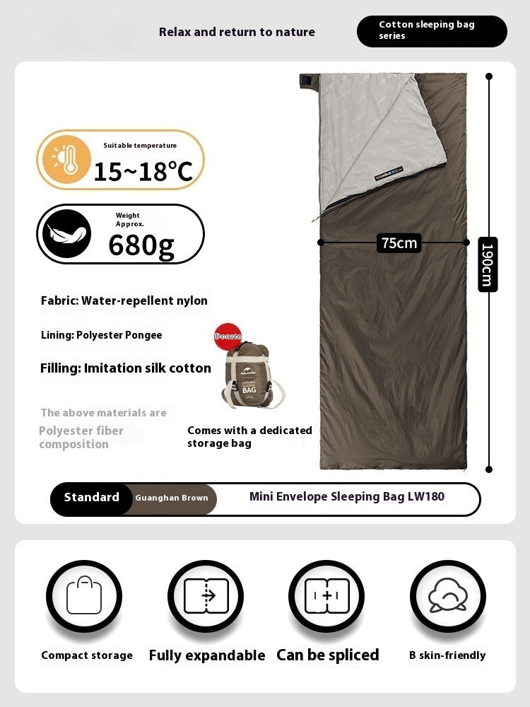 Summer Thin Envelope Sleeping Bag Outdoor Travel Portable Quilt