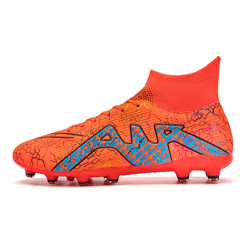 High-Top Soccer Shoes with Special Spikes for Enhanced Grip