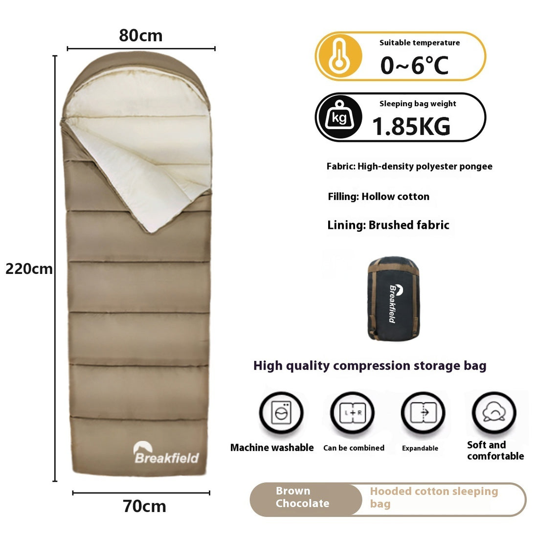 Outdoor Thickened Waterproof Cotton Four-Season Machine-Washable Sleeping Bag