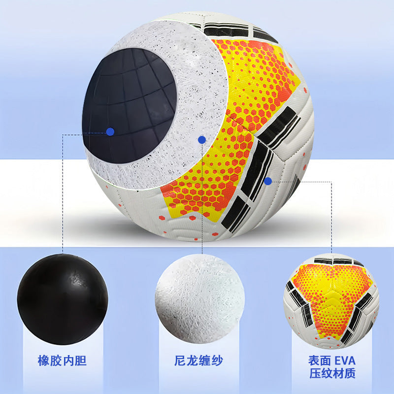 Youth Standard No. 5 PVC Soccer Ball, Machine-Sewn, Minimalist Design